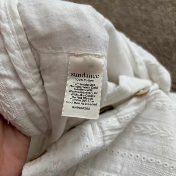 Sundance White Eyelet Button Front Pants Size Large - Picture 8 of 10